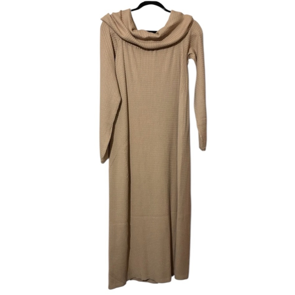 NWT WhoWoreWhat Off the Shoulder Cable Knot Long Sleeve Sweater Dress in Beige - Picture 13 of 13